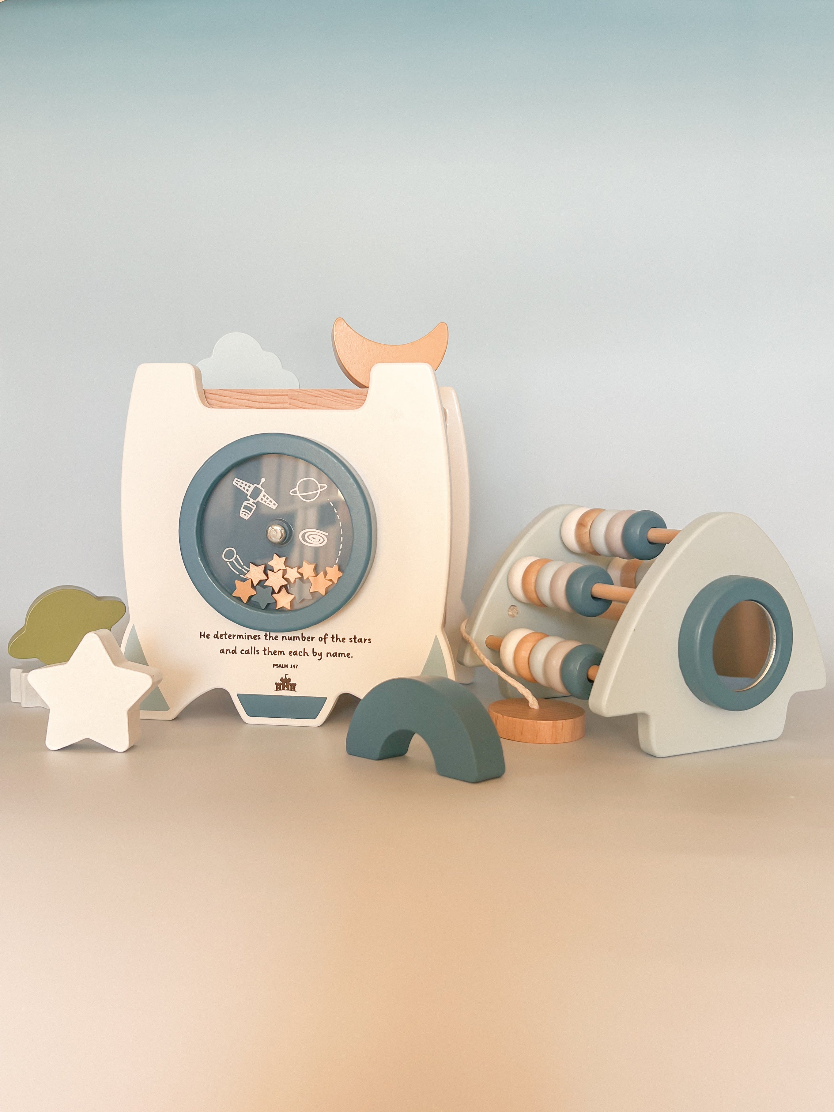 Galactic Glory Starship - Wooden Shape Sorter Toy