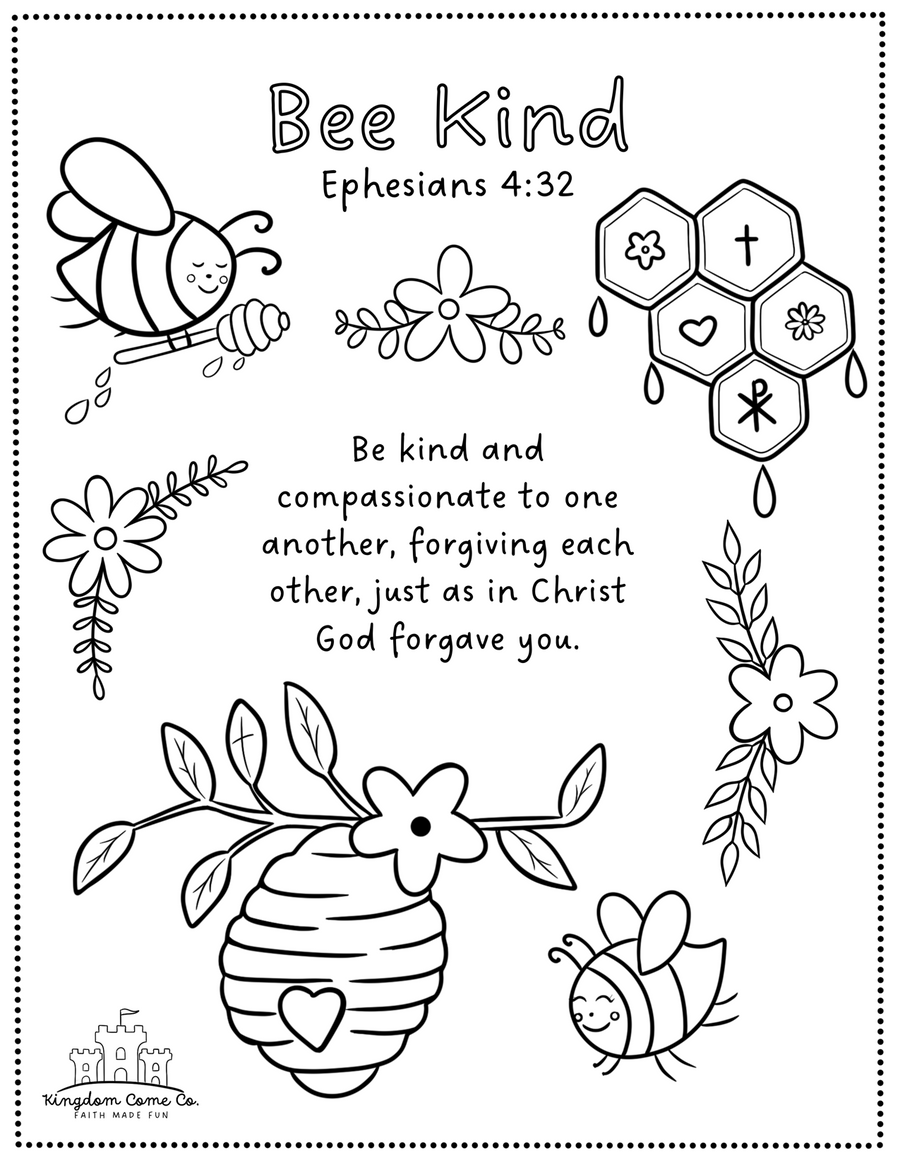 Bee Kind Coloring Page
