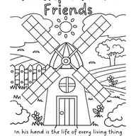Faithful Farm Friends Coloring Page - "In His Hands"