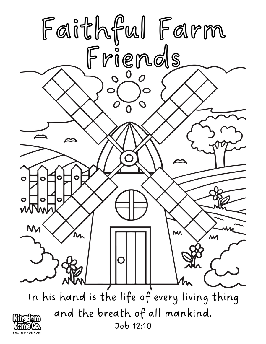 Faithful Farm Friends Coloring Page - "In His Hands"