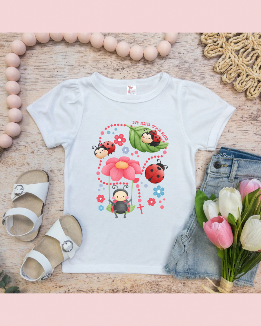 Ave Maria Ladybug Puff Sleeve Tee