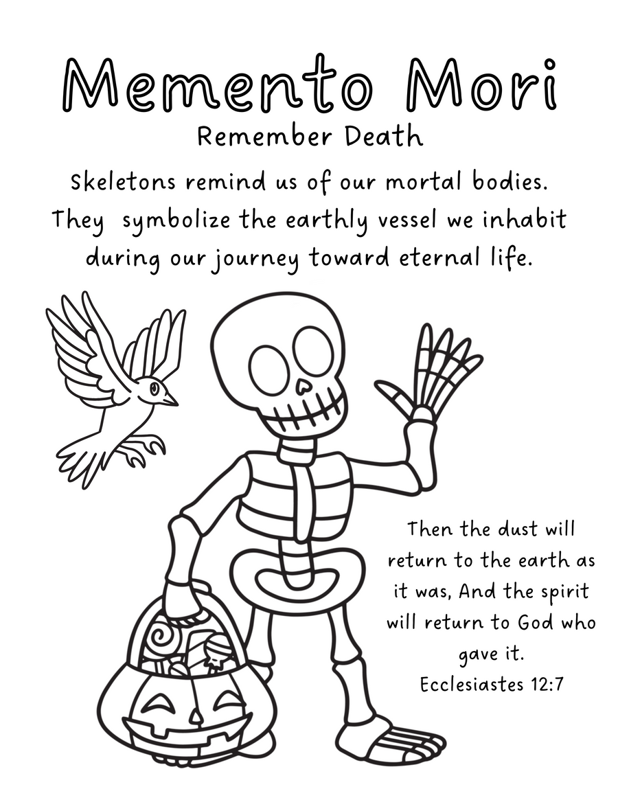 Skeleton Memento Mori Coloring Page