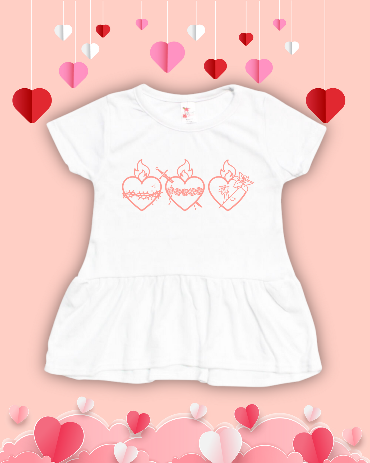Holy Family Hearts - Peplum Top