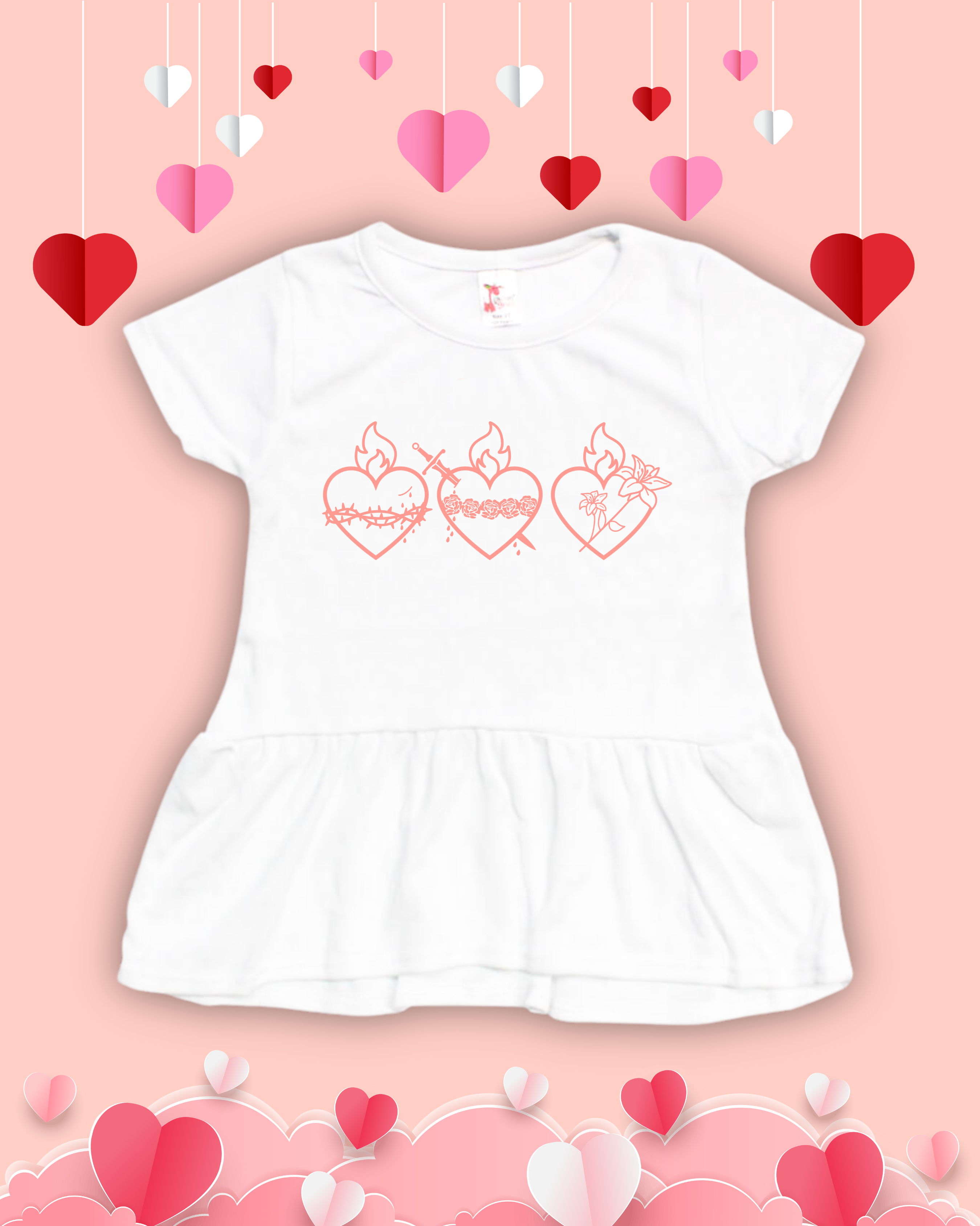 Holy Family Hearts - Peplum Top