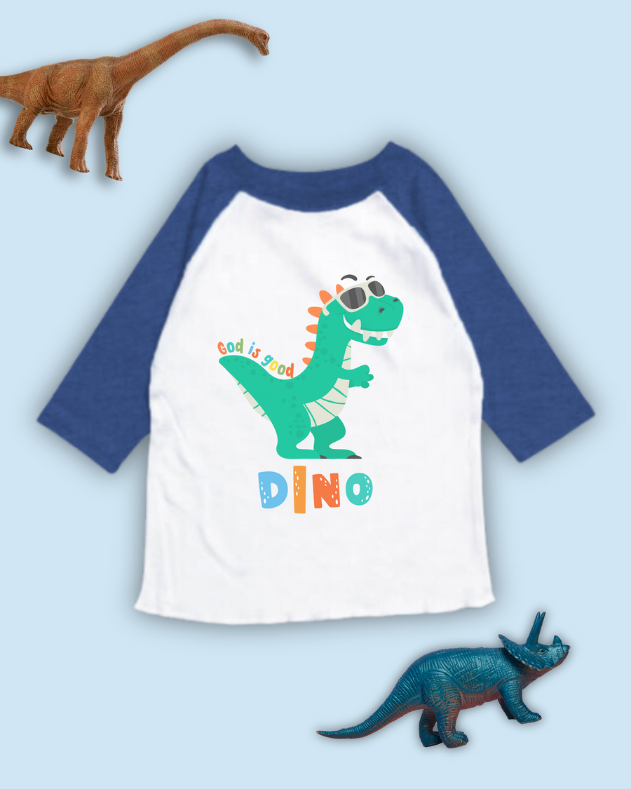 God is Good Dinosaur Raglan Tee