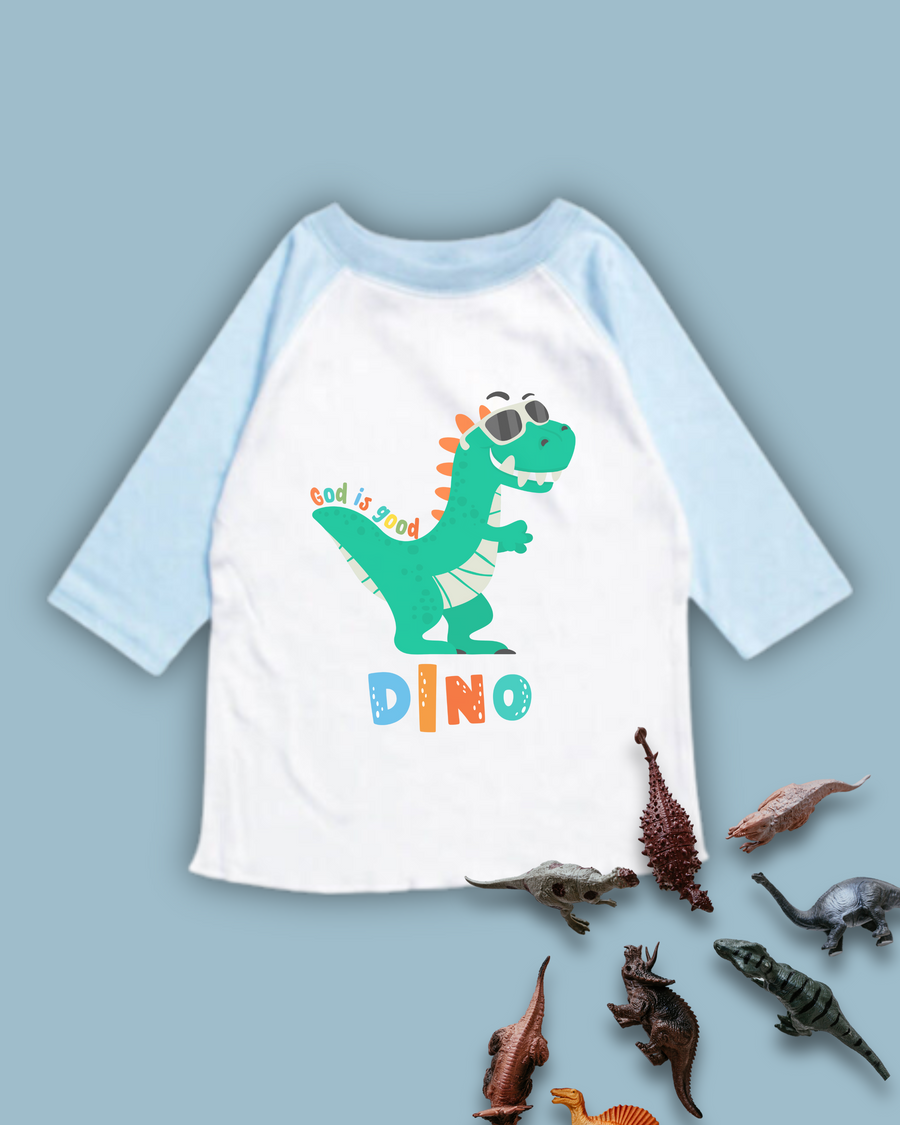 God is Good Dinosaur Raglan Tee