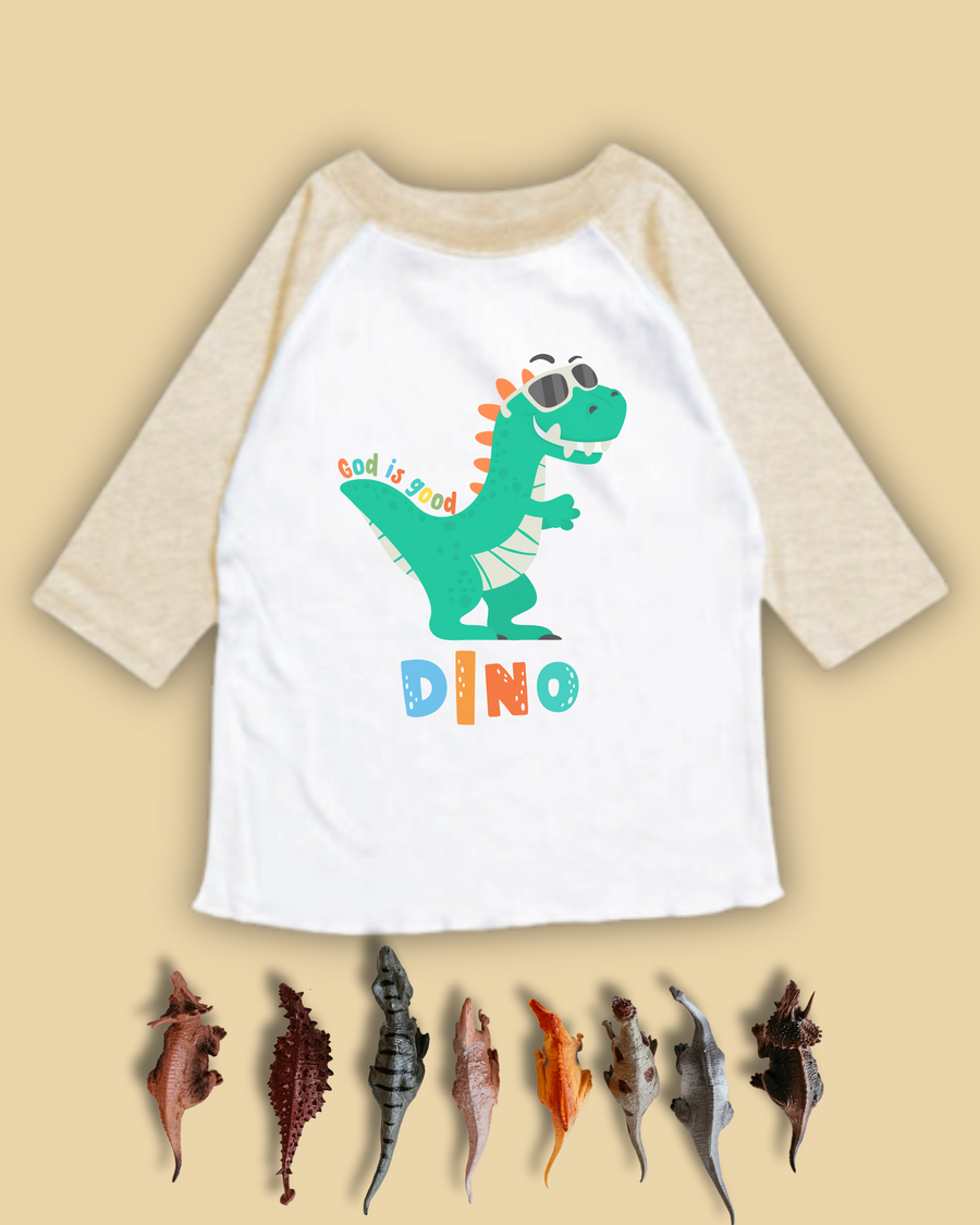 God is Good Dinosaur Raglan Tee