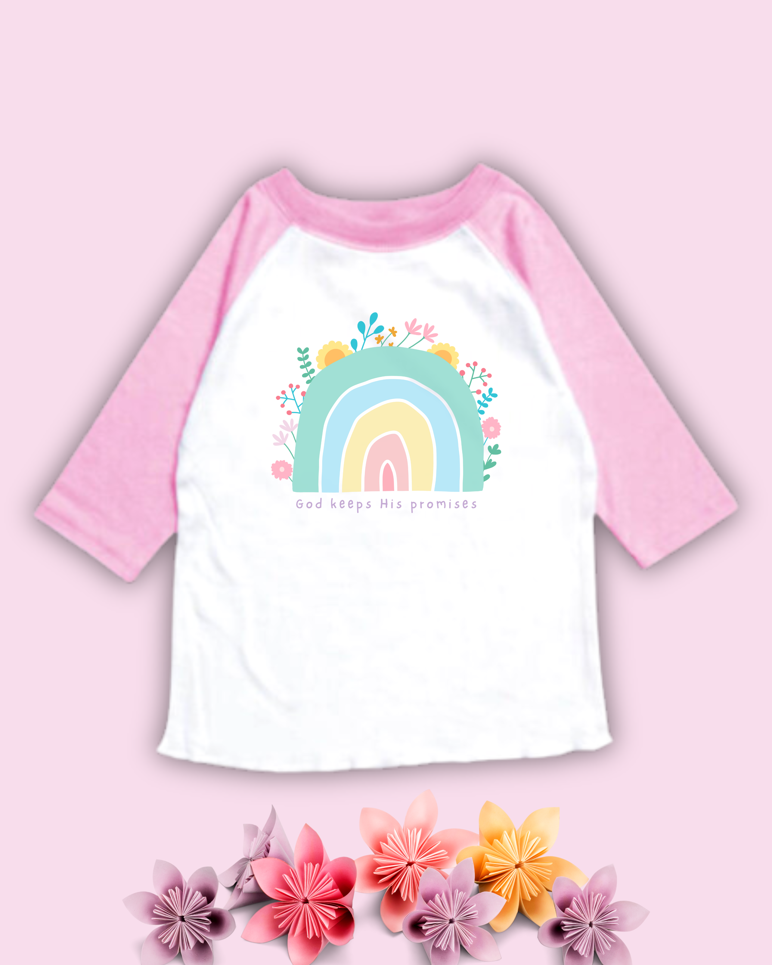 God's Promise Rainbow Raglan Tee