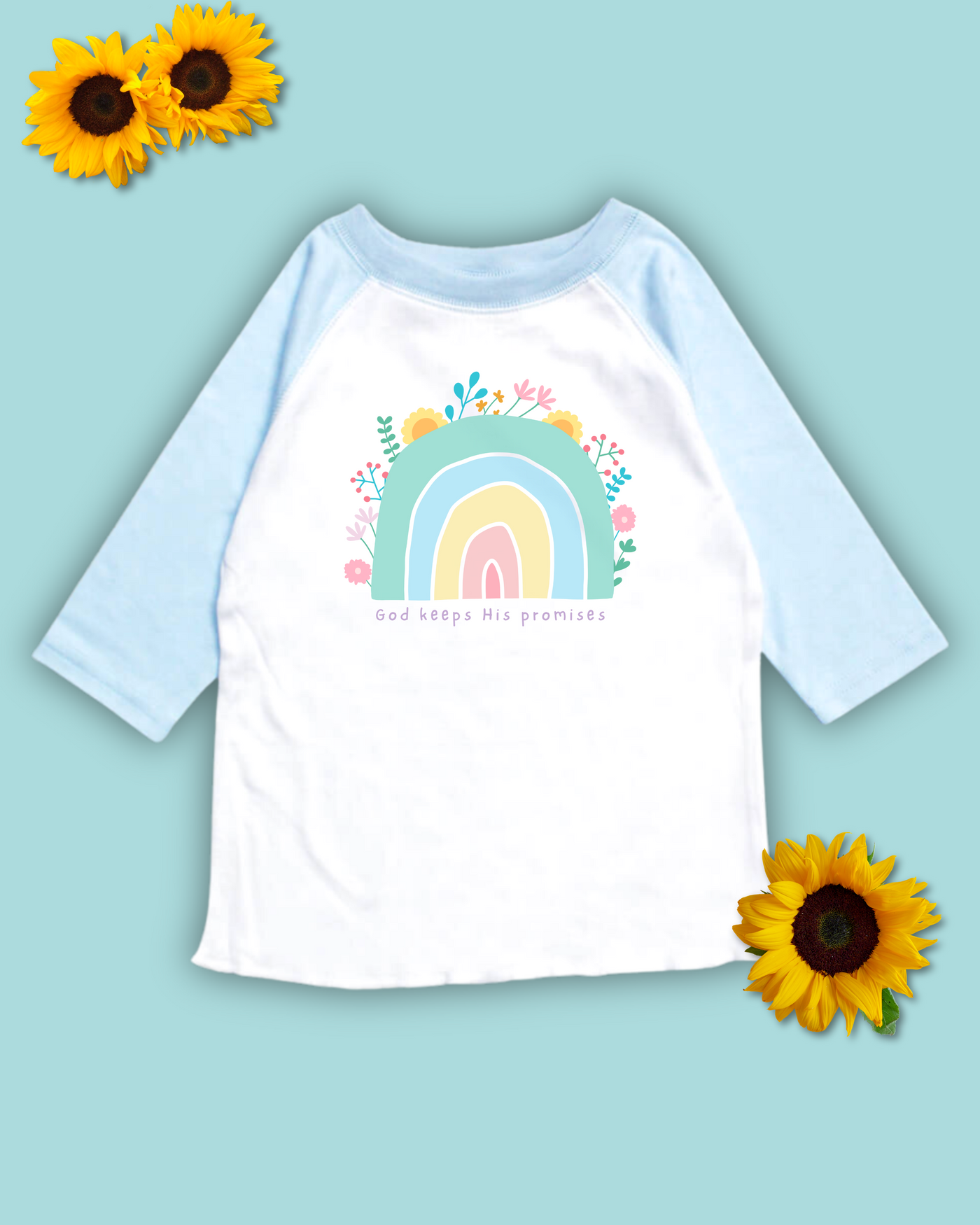 God's Promise Rainbow Raglan Tee