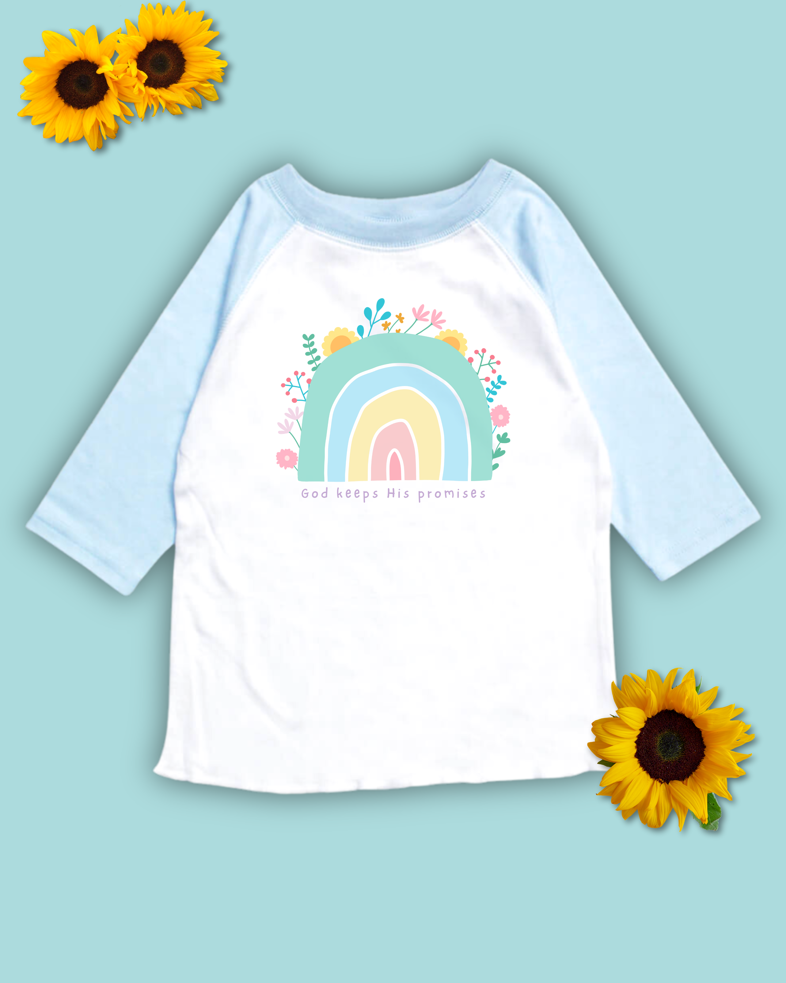 God's Promise Rainbow Raglan Tee