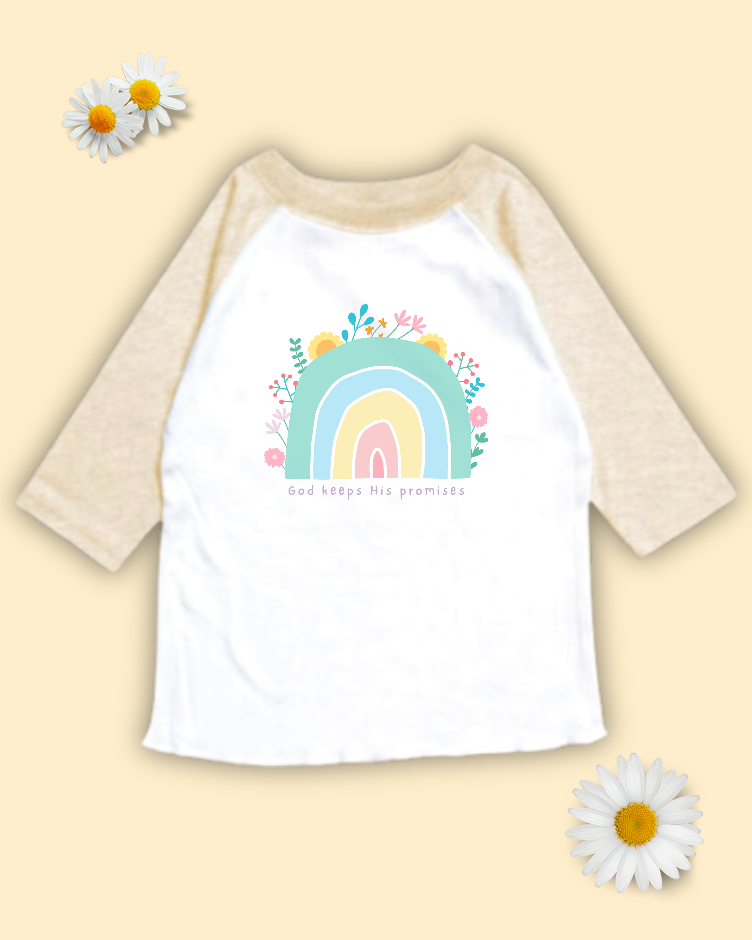 God's Promise Rainbow Raglan Tee