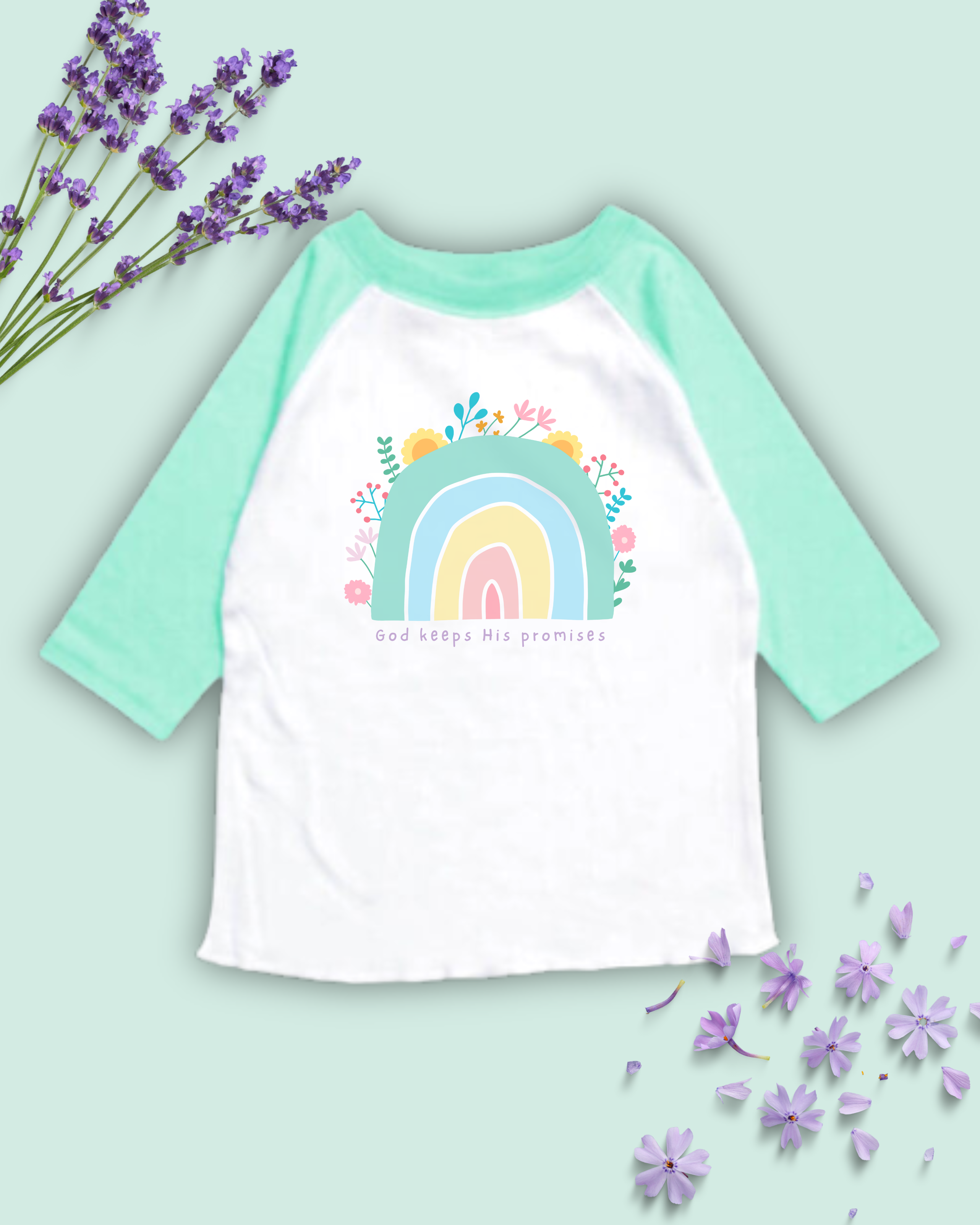 God's Promise Rainbow Raglan Tee