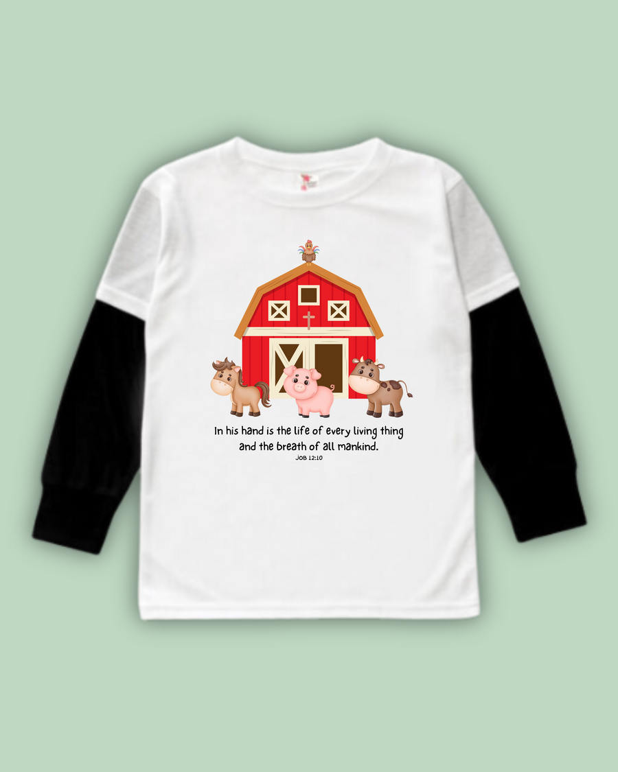 Faithful Farm Friends Long Sleeve Twofer Tee