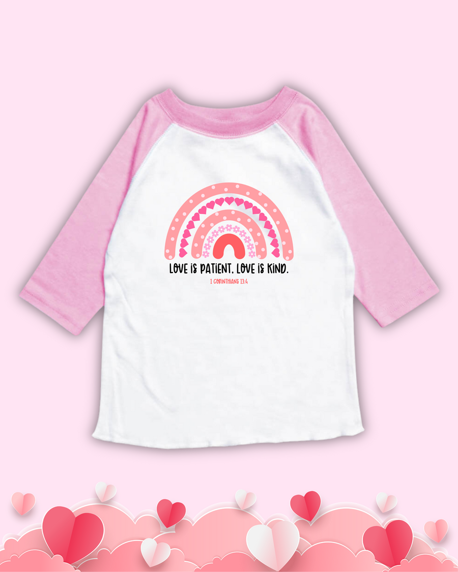 Love is Kind Rainbow Raglan Tee