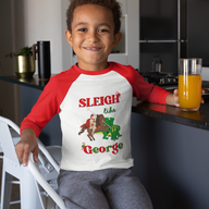 Sleigh Like George Christmas Raglan Tee
