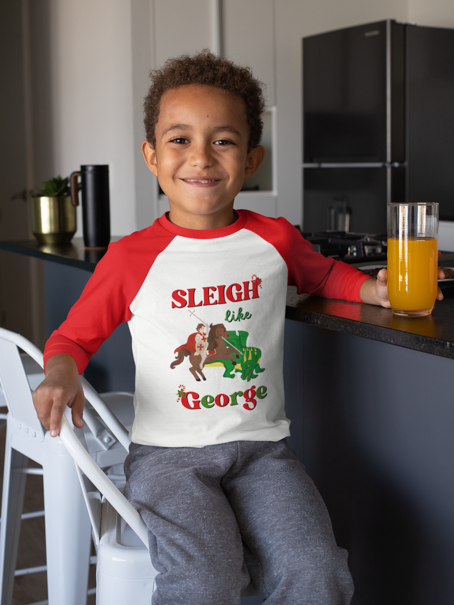 Sleigh Like George Christmas Raglan Tee